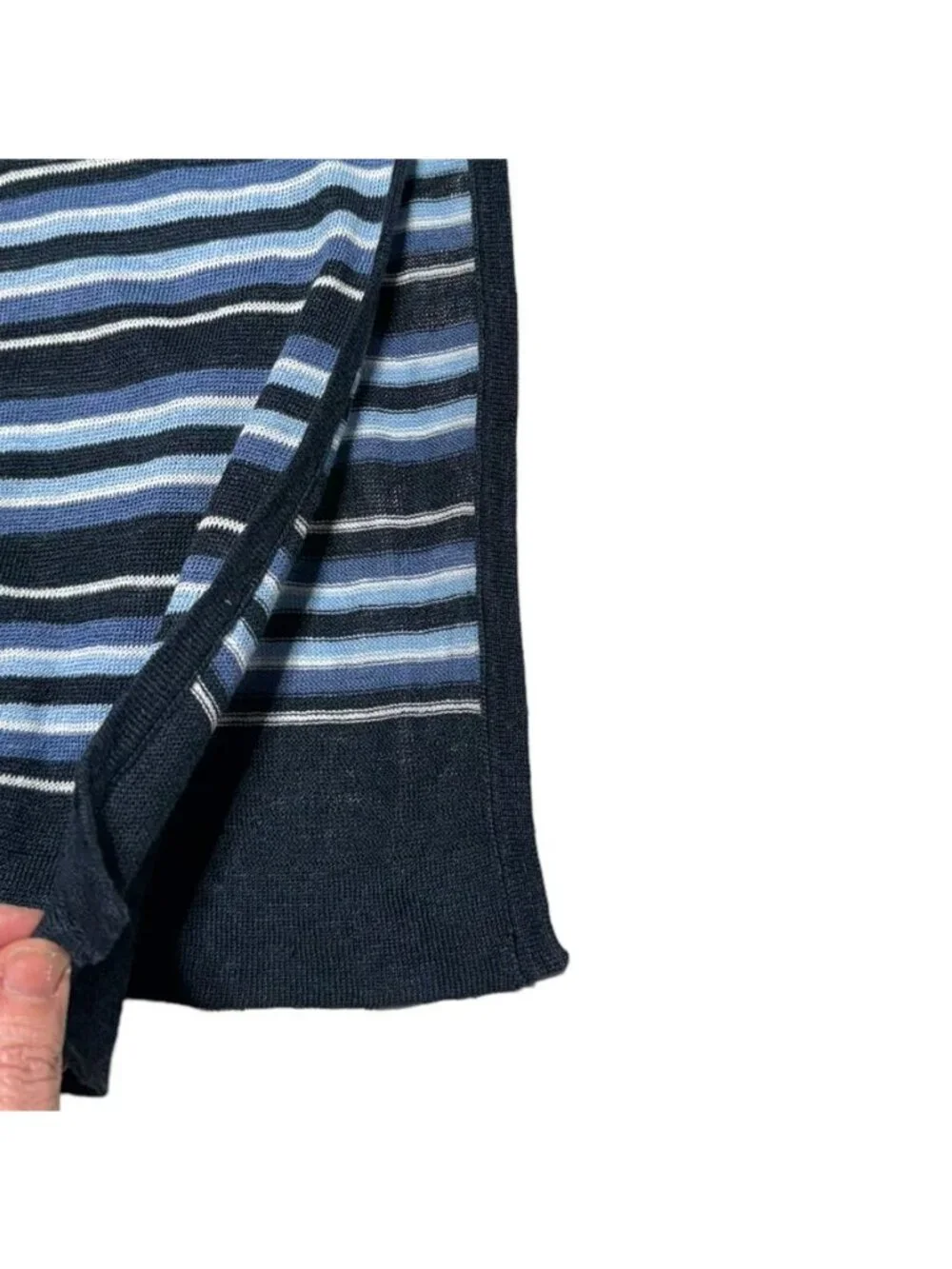 J. Jill Blue Linen Long Striped Cardigan Blue Size Small - Picture 7 of 8